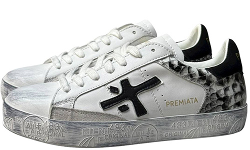Premiata 483 Print Edition White Grey